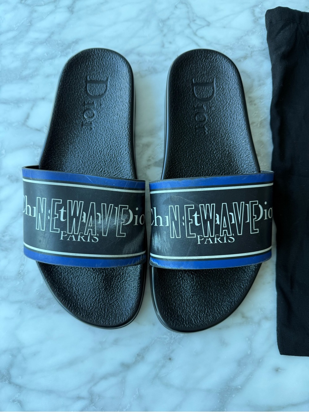 Dior Homme - Black and Blue Slide Sandals - size 42